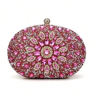 Pink Gemstone Evening Clutch/Crossbody